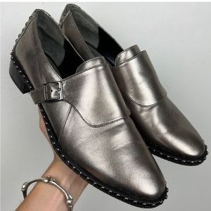 Adrianna Papell Studded Silver Metallic Loafers